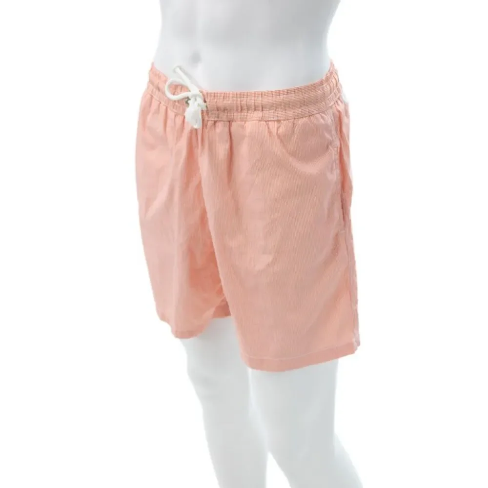 Hartford Mens Orange Striped Polyamide Swim Shorts Beach Size M